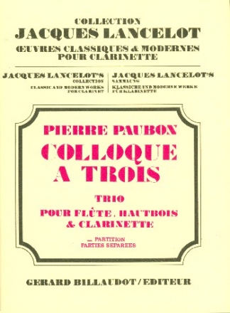 Colloque  trois pour flte, hautbois et clarinette partition de poche