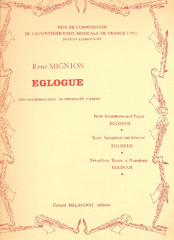 Eclogue pour saxophone tnor (soprano) et piano