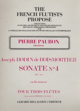 Sonate r majeur op.7,4 pour 3 fltes partition