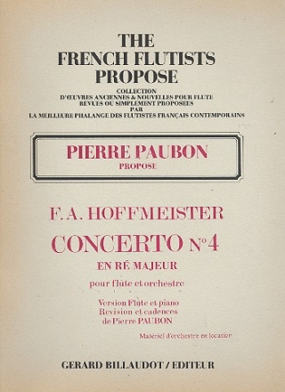 Concerto en r majeur no.4 pour flute et orchestre pour flute et piano