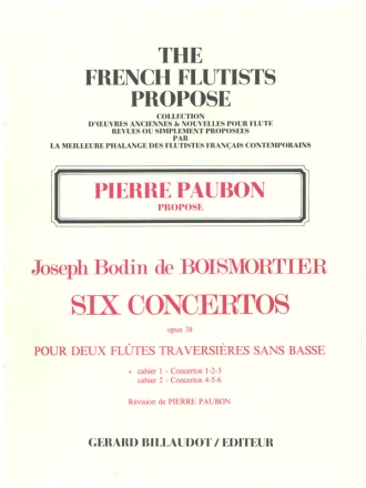 6 concertos op.38 vol.1 (nos.1-3) pour 2 flutes sans basse partition et parties