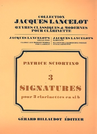 3 Signatures pour 3 clarinettes partition et parties