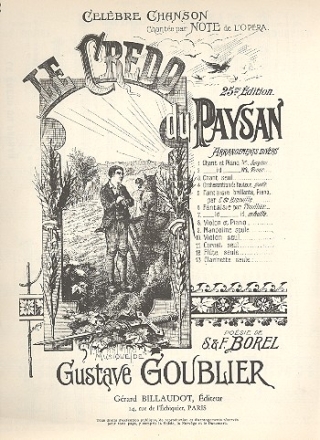 Le credo du paysan pour tenor et piano