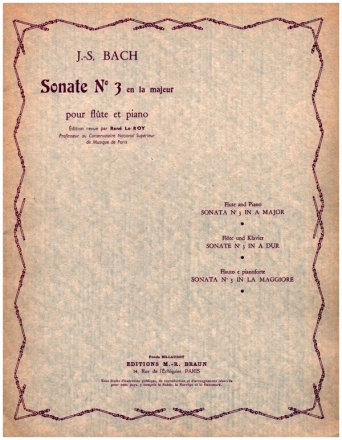 Sonate no.3 en la majeur pour fl�te et piano