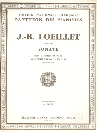 Sonate en r majeur pour 2 violins (violes d'amour) et piano (clavecin)