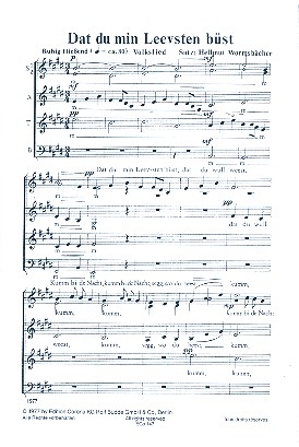 Dat du min Leevsten bst fr gem Chor (SSATB) a cappella Chorpartitur