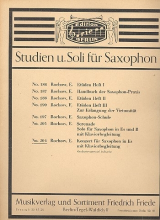Konzert fr Saxophon in Es und Orchester fr Altsaxophon und Klavier