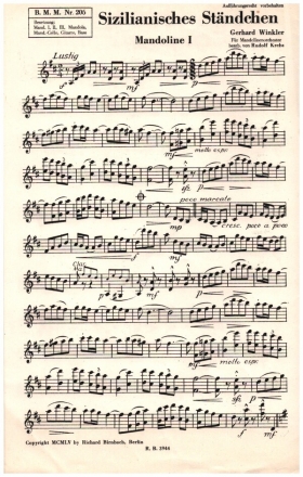 Sizilianisches Stndchen fr Zupforchester Mandoline 1