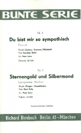 Du bist mir so sympathisch   und Sternengold und Silbermond: fr Combo (Verlagskopie)