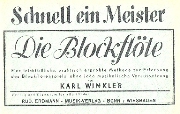 Die Blockflte Eine leichtfaliche praktisch erprobte methode zur Erlernung des Blockfltenspiels