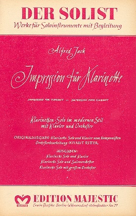 Impression fr Klarinette fr Klarinette und Orchester fr Klarinette und Klavier