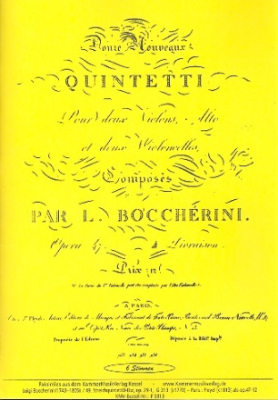 Quintett D-Dur op.29,1 Nr.49 G313 für 2 Violinen, Viola und 2 Violoncelli Stimmen (Faksimile)