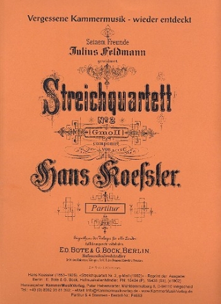 Streichquartett g-Moll fr 2 Violinen, Viola und Violoncello Partitur und Stimmen