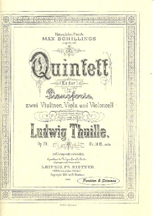 Quintett Es-Dur op.20 für Violine, Viola, Violoncello und Klavier Stimmen,  Faksimile