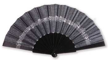 Fcher schwarz Kunststoff Textil 23cm