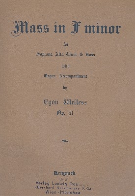 Mass f-Minor op.51: for mixed chorus and organ Partitur Orgelpartitur)