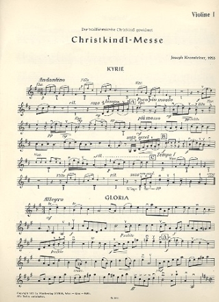 Christkindl  Messe fr gem Chor, Orchetser und Orgel Violine 1