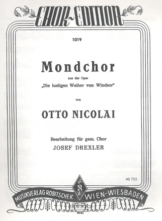 Mondchor aus Die lustigen Weiber von Windsor fr gem Chor und Klavier Partitur