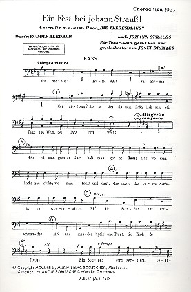 Ein Fest bei Johann Strau (Medley) fr Tenor, gem Chor und Orchester Bass