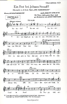 Ein Fest bei Johann Strau (Medley) fr Tenor, gem Chor und Orchester Tenor