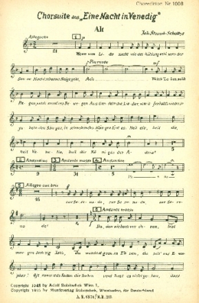 Chorsuite aus Eine Nacht in Venedig fr gem Chor und Orchester Alt
