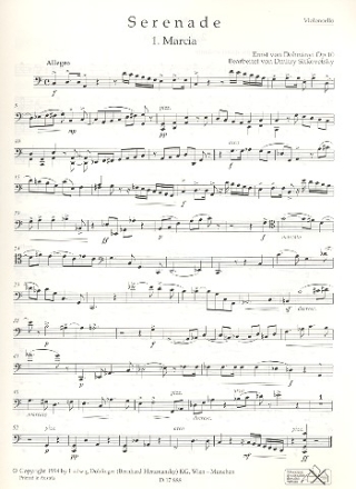 Serenade C-Dur op.10 fr Streichorchester Violoncello
