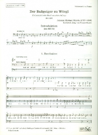 Der Bassgeiger zu Wrgl fr 2 Singstimmen, Streicher und Bc Violoncello/Kontrabass