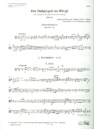 Der Bassgeiger zu Wrgl fr 2 Singstimmen, Streicher und Bc Viola