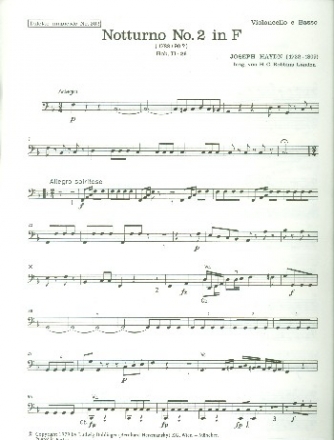 Notturno F-Dur Nr.2 Hob.II:26 fr 2 Altblockflten (Liren) und Orchester Violoncello/Kontrabass