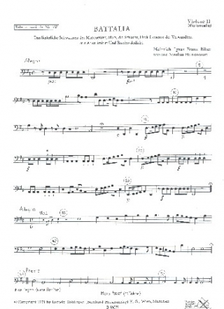 Battalia fr Streichorchester und Bc Violone 2 (Kontraba / Violoncello)