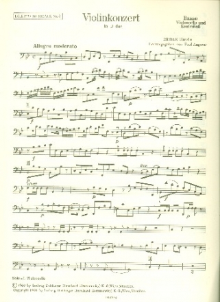 Konzert B-Dur fr Violine, Streicher und Cembalo Streicherstimmen  (4-3-2-2-1)