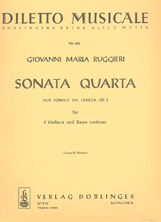 Sonata quarta F-Dur op.3,4 fr 2 Violinen und Bc Stimmen
