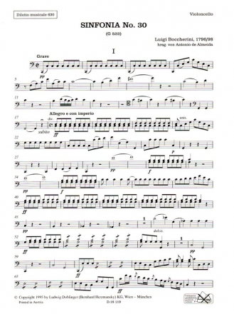 Sinfonia Nr.30 C-Dur op.10,4 G523 fr Orchester Violoncello