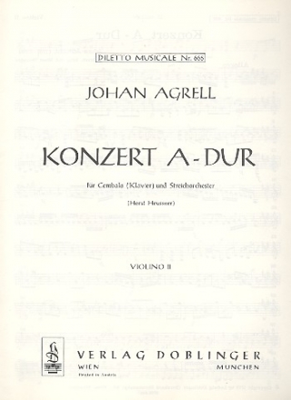 Konzert A-Dur fr Cembalo (Klavier) und Streichorchester Violine 2