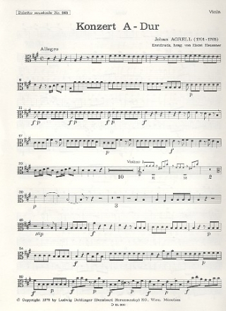 Konzert A-Dur fr Cembalo (Klavier) und Streichorchester Viola