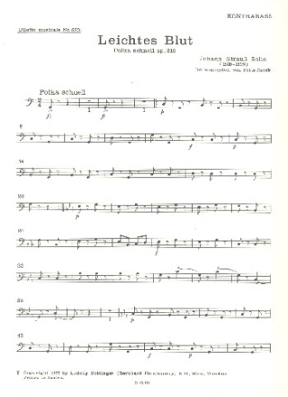 Leichtes Blut op.319 fr Orchester Kontrabass