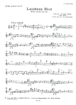 Leichtes Blut op.319 fr Orchester Violine 1