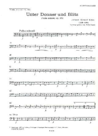 Unter Donner und Blitz op.324 fr Orchester Kontrabass
