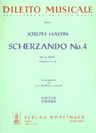 Scherzando G-Dur Nr.4 Hob.II:36 fr Flte, 2 Oboen, 2 Hrner, 2 Violinen, Kontrabass und Cembalo Partitur