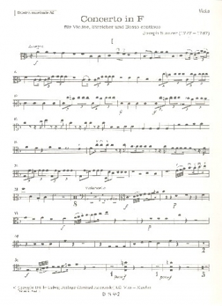 Konzert F-Dur fr Violine, Streicher und Bc Viola