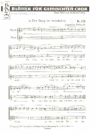 Der Sang ist verschollen fr gem Chor a cappella Partitur