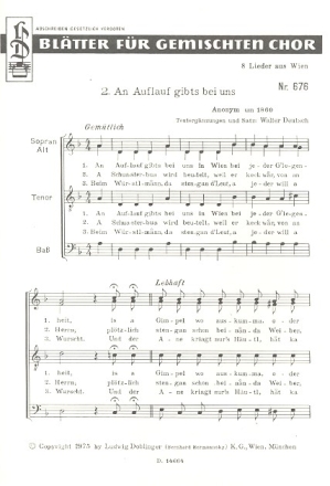 An Auflauf gibts bei uns fr gem Chor a cappella Partitur