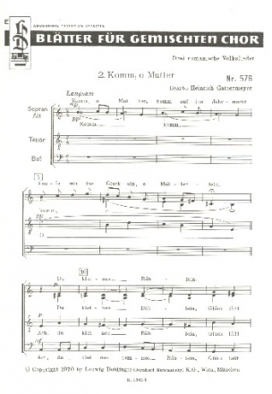 Komm o Mutter fr gem Chor a cappella Partitur