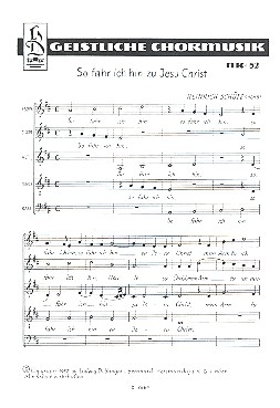 So fahr ich hin zu Jesu Christ SWV 379 f�r gem Chor a cappella Partitur