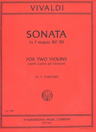 Sonate F-Dur RV70 fr 2 Violinen und Klavier (Violoncello ad lib) Stimmen