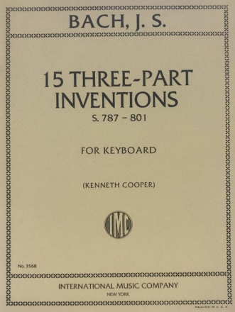 J.S.Bach, 15 3-part inventions BWV787-801 for piano solo