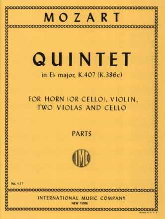 Quintet E flat major KV407 for horn and string quartet parts