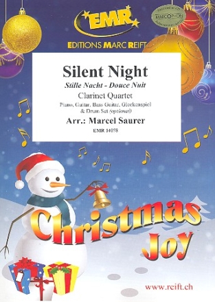 Silent Night f�r 4 Klarinetten (Klavier, Gitarre und Percussion ad lib) Partitur und Stimmen