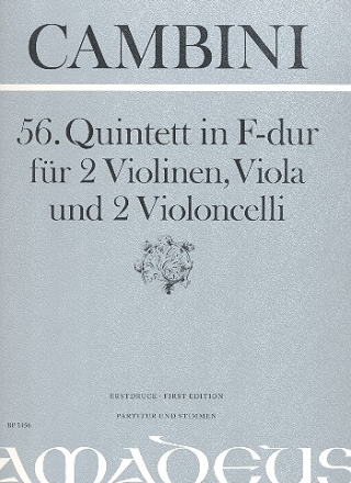 Quintett F-Dur Nr.56 fr 2 Violinen, Viola und 2 Violoncelli Partitur und Stimmen