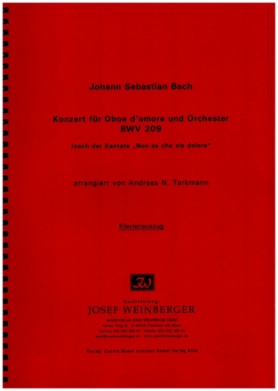 Konzert BWV209 fr Oboe d'amore und Orchester Klavierauszug mit Solo-Stimme